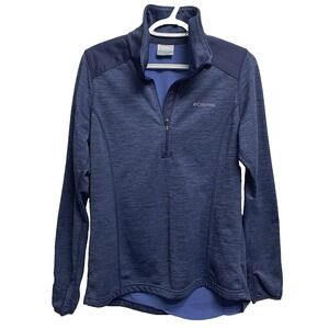 Columbia Women‎ 3/4 Zip Pullover Sweatshirt Blue Thumb holes Soft Sz. M See Desc